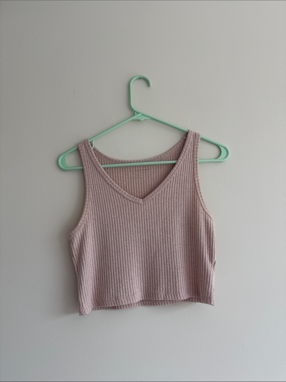 American Eagle Outfitters Ribbed V-Neck Cropped Tank - Dusty Mauve